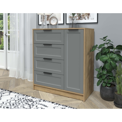 Тумба Тренд КТ-Т90 (Дуб золотой ЛДСП/ Серый ЛМДФ) Ш900 В1020 Г451